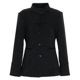 【刘敏涛同款】花木深白色西装外套女复古立领职业装盘扣中式西服