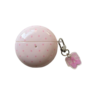 ins粉色波点蝴蝶结适用华为FreeClip2蓝牙耳机壳华为7i/5i/6i软壳se2/se3三星buds3pro保护套2pro/FE/Live女