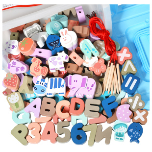 婴儿童串珠子玩具益智力穿线4宝宝1一2岁3积木精细动作专注力训练