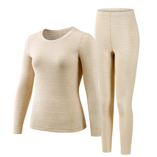 ab保暖内衣秋冬女驼绒彩条圆领保暖套装弹力舒适女士秋衣秋裤8108