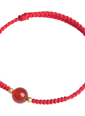 普陀山情侣红玛瑙相思红豆红手绳