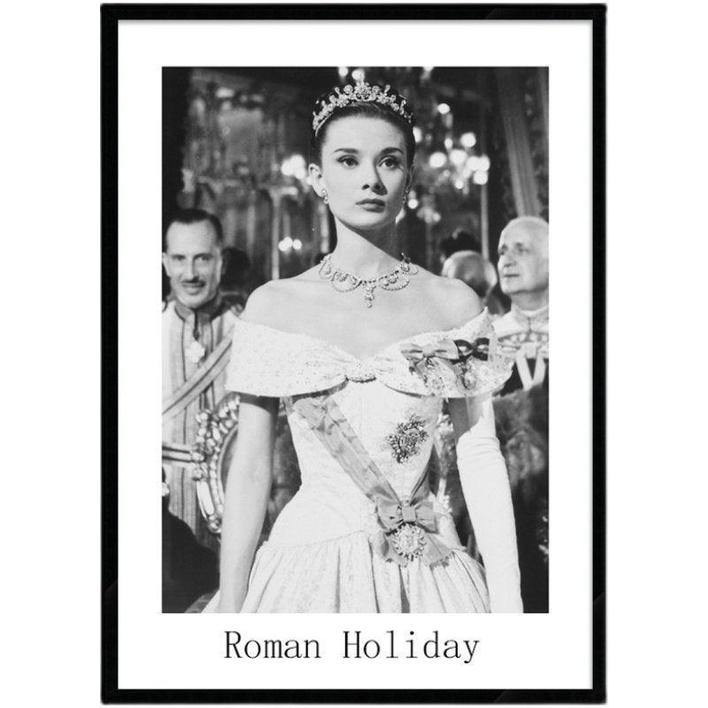 Roman Holiday 罗马假日电影海报装饰画餐咖啡厅酒吧赫本床头挂画