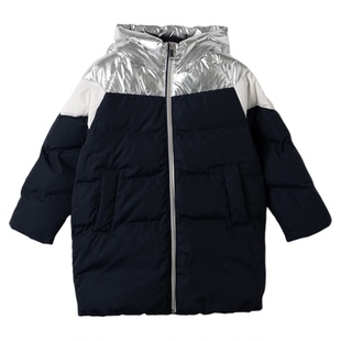 Mitti童装冬季男童羽绒服儿童防泼水90鸭绒连帽中长款加厚外套