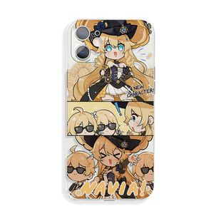 原神搞怪可爱娜维娅苹果15pro二次元荣耀90手机壳oppok10x魅族21软iQOOneo8适用于14小米13vivoy77红米note13