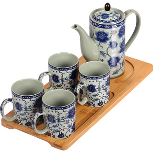 虎匠陶瓷茶壶神灯壶青花瓷单壶家用泡茶壶景德镇餐厅茶具茶杯套装