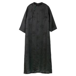 限量-布小匠品牌中式夏季桑蚕丝真丝香云纱缎纹提花连衣裙子