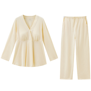 婧麒带胸垫月子服纯棉产后秋冬孕妇睡衣哺乳喂奶产妇家居服套装女