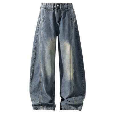 小尼力复古做旧牛仔长裤