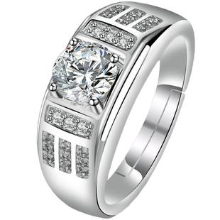 莫桑石钻戒指满天星男款银镀白金铂金仿真钻戒求婚结婚戒情侣对戒