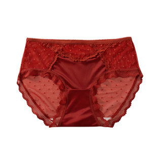 古今蕾丝女士内裤本命年红色性感蕾丝少女风纯欲亲肤中腰三角短裤