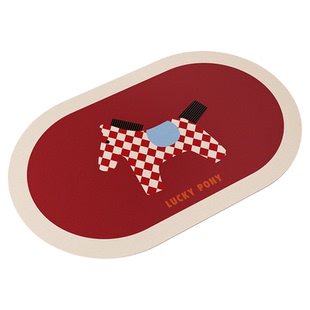 马来有福新年年货红色浴室地垫防滑吸水硅藻泥卡通可爱卫生间脚垫