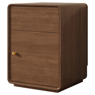 墨乔实木床头柜保险柜一体柜小户型卧室简约中古床边侧边柜保险箱