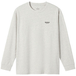 热风男士长袖T恤打底衫上衣2026年春季新款圆领字母长T恤宽松内搭