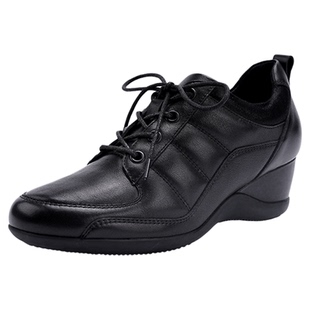 马内尔真皮平底单鞋圆头深口坡跟休闲女鞋2025新款百搭透气单鞋