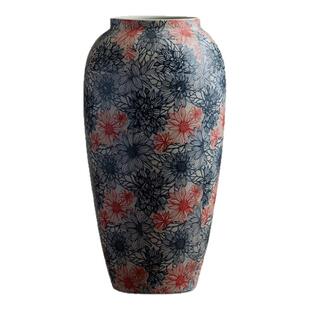 景德镇新中式花瓶陶瓷摆件客厅插花粗陶复古陶罐花盆干花花瓶花器