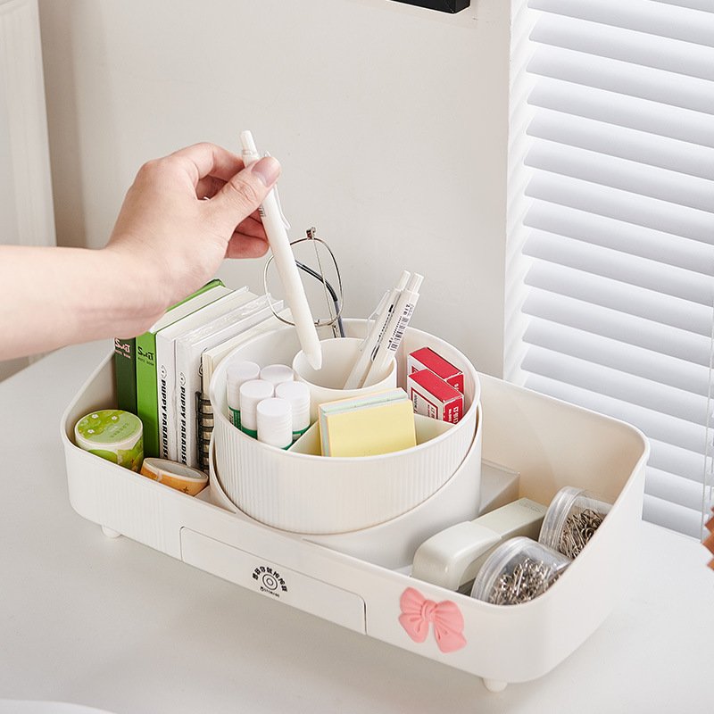 化妆品收纳盒桌面带镜子一体置物架护肤品梳妆台箱香水柜收纳口红