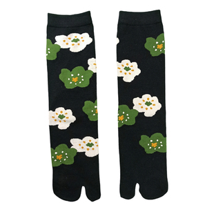 袜子铺子2023黑花日本SOUSOU款分趾袜二指袜足袋高筒纯棉木屐人字