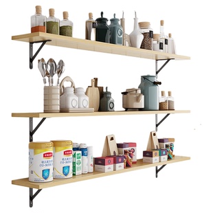 墙上置物架木板一字搁板书架墙面挂式墙壁展示架固定托架上墙层板