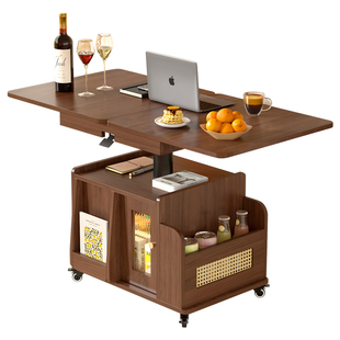 可折叠移动式茶几升降边几多功能折叠餐桌两用沙发边柜可定制J55