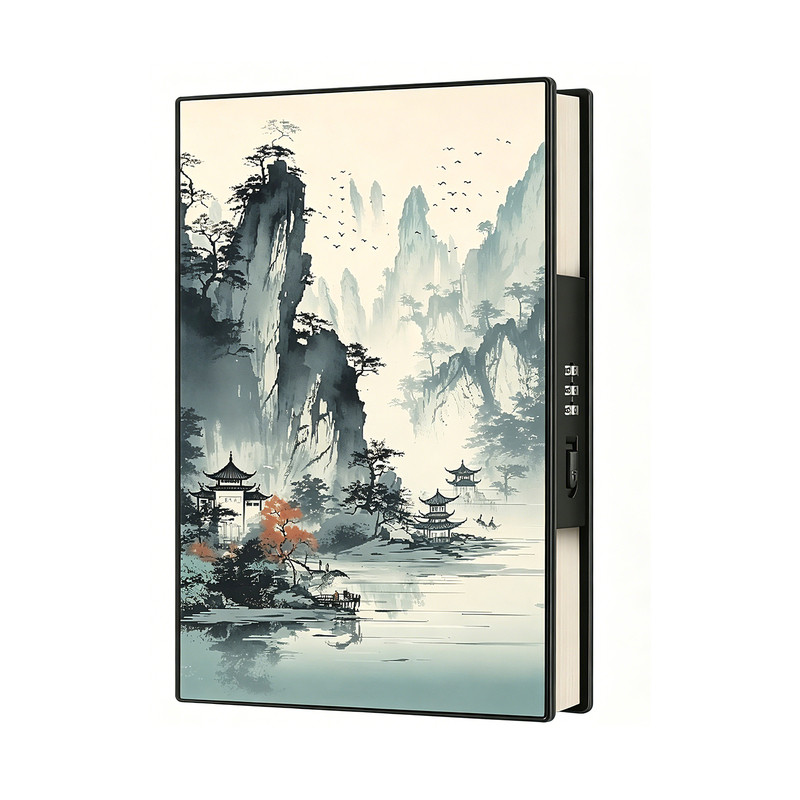 中国风山水密码笔记本古风文创礼盒记事本学生商务伴手礼手账本