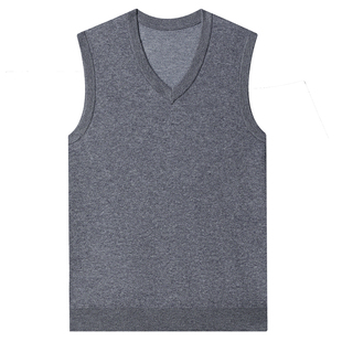 罗蒙中老年男士纯羊毛背心男2025新款秋冬加厚保暖针织马甲坎肩