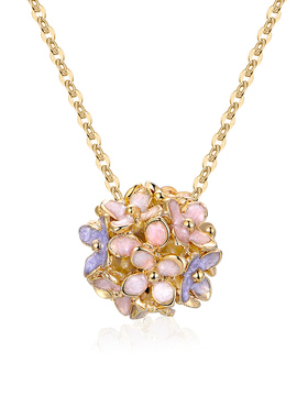 珐琅彩四叶草耳钉颈饰镀金