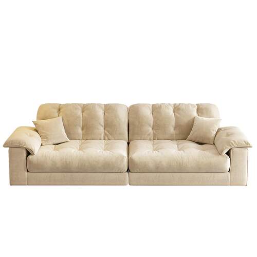 奶油风布艺沙发客厅2025新款小户型家用可拆洗三人位直排云朵沙发