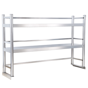 组装式不锈钢工作台二层台面立架三层置物架操作台冰箱层架带围栏