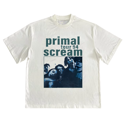 Primal Scream乐队英伦复古摇滚风半袖美式复古OS风潮牌短袖T恤