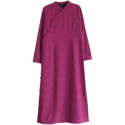 国风禅意复古加厚改良旗袍连衣裙