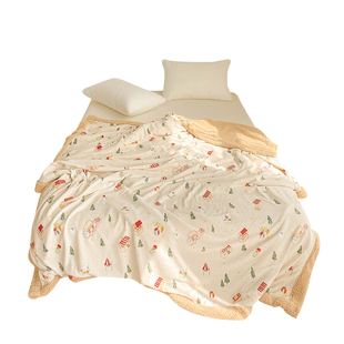 冬天的故事 原创圣诞气氛奶油绒毛毯羊羔双层加厚盖毯休闲毯午休