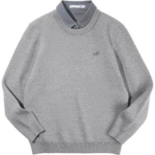 HLA/海澜之家中华龙双领针织衫25秋冬新款假两件加绒加厚打底衫男