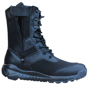 夏季保安靴男cqb超轻户外作训靴女春秋帆布拉链战术安保鞋靴子男