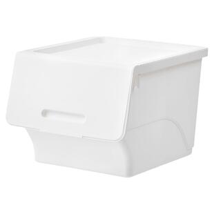 洋洋鱼前开式收纳箱白色塑料儿童翻盖整理箱玩具衣物特大号储物箱