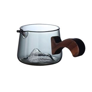 观山公道杯胡桃木把手分茶器耐高温加厚玻璃功夫茶具配件茶海公杯