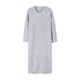 女士奶呼呼睡裙冬季加厚保暖半边绒可外穿秋冬软fufu毛绒长款睡衣