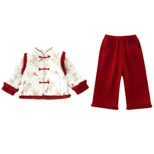 儿童汉服拜年服演出服男女童新中式加绒冬季套装新年过年喜庆衣服