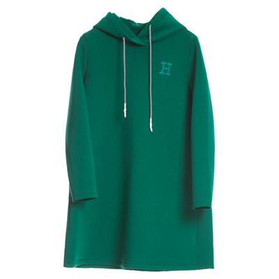 运动休闲A字裙纯色连帽