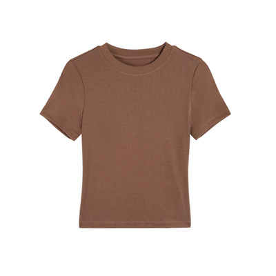 纯色圆领修身短袖t恤女新款显瘦