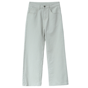 米白色牛仔裤男士美式高街2026潮牌高端春季新款直筒宽松复古裤子