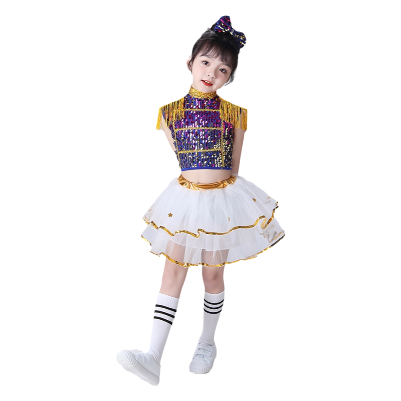 元旦儿童啦啦操演出服装少儿亮片舞蹈服男女童现代爵士舞表演服装