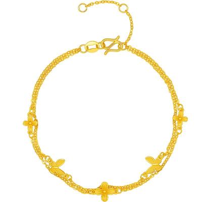 周六福黄金手链女足金计价梦蝶手饰安妮的花园系列节日礼物