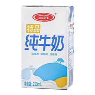 三元纯牛奶250ml*24盒整箱 现货销售