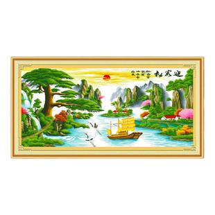 5D钻石画客厅迎客松风景十字绣新款山水大幅点贴钻石绣圆钻砖石秀