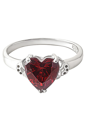 红水晶925纯银戒指心爱心形女