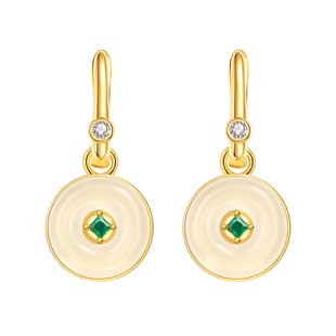 宫主平安扣天圆地方耳环玉髓国风送女友新中式轻奢高级精致气质