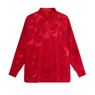 JINYU矜羽【丹果】节日红新中式上衣 真丝提花质感国风拜年服