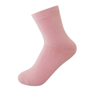 三叶竹棉袜女秋冬季加厚净面纯色女士袜子黑色白色中高腰长袜7731