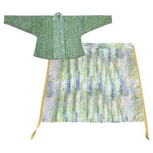 十里七巷 晓春山 原创浅绿飞机袖披衫纯棉吊带改良百迭裙汉服套装