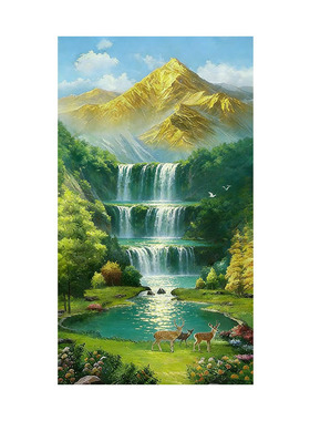大芬村手绘流水生财玄关油画